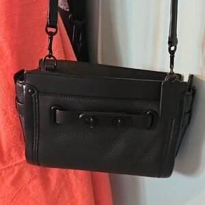 Coach Swagger Black Leather Crossbody Bag